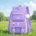 Kids Backpack Children School Bags for Girls Orthopedic Waterproof Primary Schoolbag Book Bag (Purple)