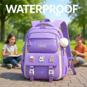 Kids Backpack Children School Bags for Girls Orthopedic Waterproof Primary Schoolbag Book Bag (Purple)