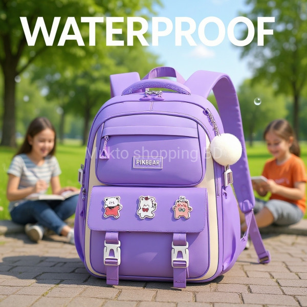 Kids Backpack Children School Bags for Girls Orthopedic Waterproof Primary Schoolbag Book Bag (Purple)