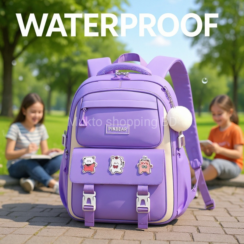 Kids Backpack Children School Bags for Girls Orthopedic Waterproof Primary Schoolbag Book Bag (Purple)