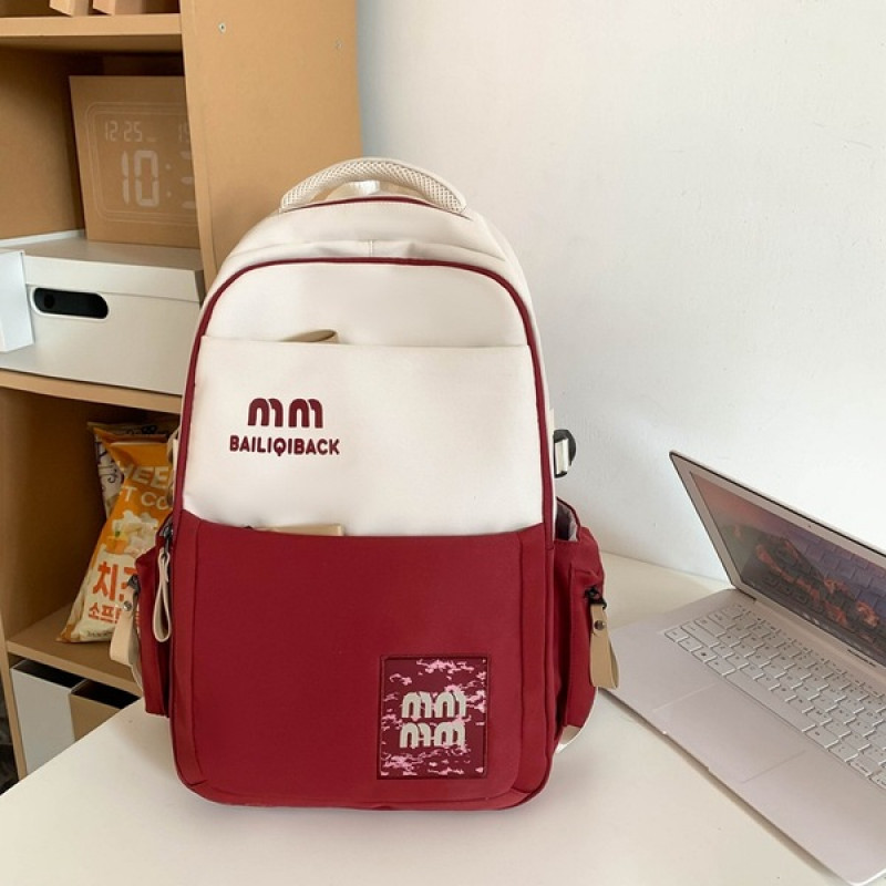  Schoolbags, College Cute Large-Capacity Backpacks, Simple Casual Backpacks(Red)