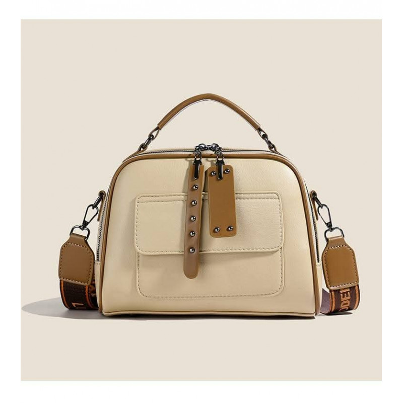 Genuine Soft Leather Handbag(Off-White)
