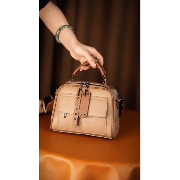 Genuine Soft Leather Handbag(Golden)