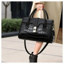 Casual Tote Luxury Leather Handbags Purse Women Bag (Black)