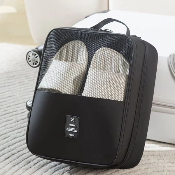 Waterproof Shoe Bags for Travel Bag for Packing Portable Shoe Cubes (Black)