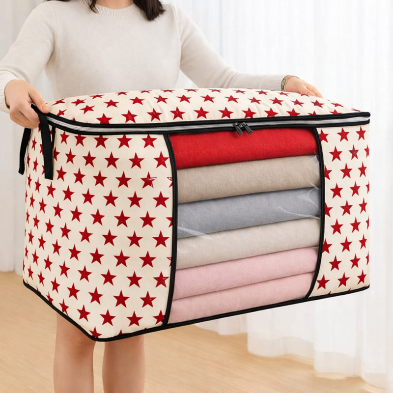 ১ পিস- New Star Printed Quilt Storage Bag ( Horizontal )