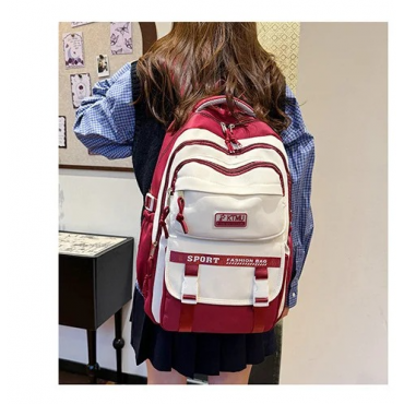 Academy Style School Bag Book Bag Lightweight College Student Backpack(Red)