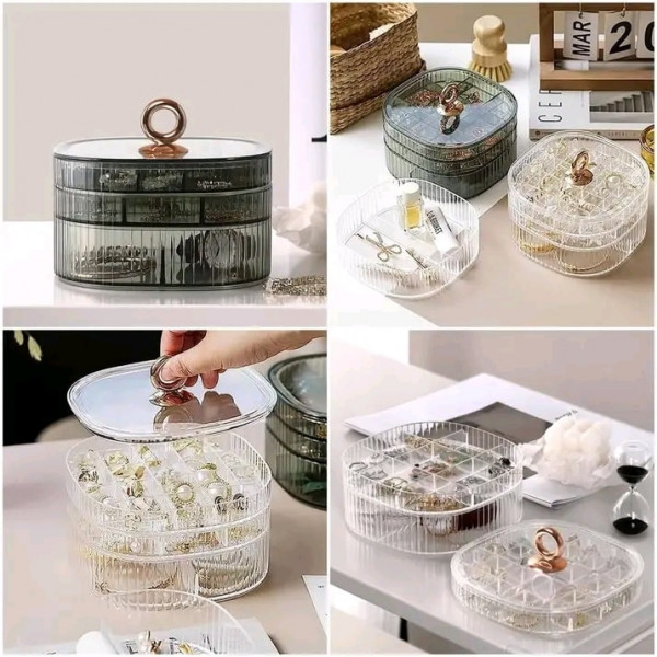 3-Layer Acrylic Jewelry Organizer with Handle