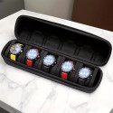 5-Slot Watch Travel Box, Hard Shell with Soft Pillow & Handle, for Men Women