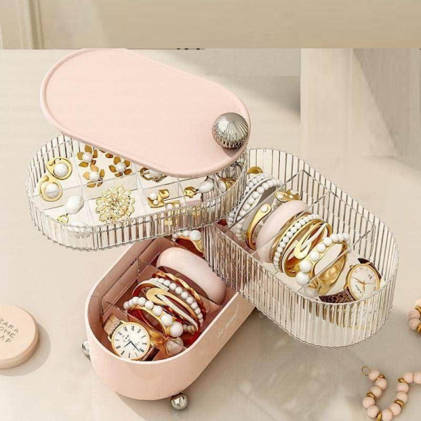 360° Rotating 3 Layer Grid Dressing Table Organizer