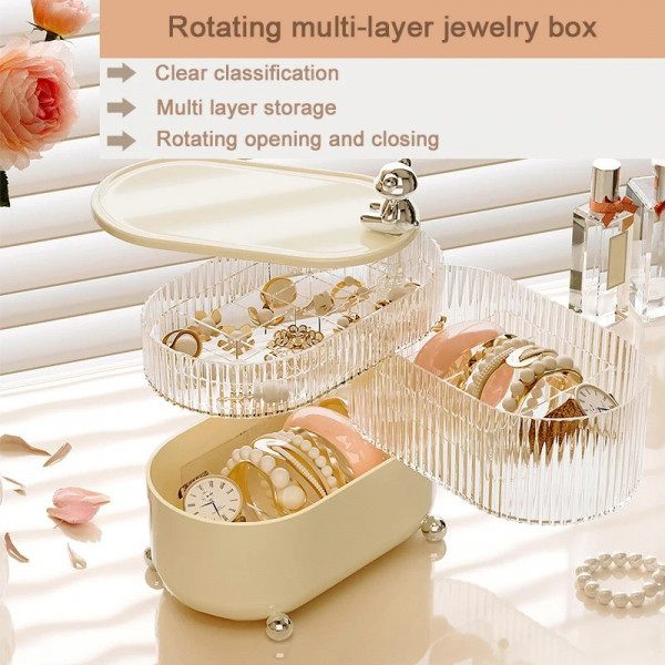 360° Rotating 3 Layer Grid Dressing Table Organizer