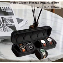 5-Slot Watch Travel Box, Hard Shell with Soft Pillow & Handle, for Men Women