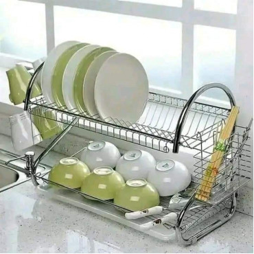 2 Layer Dish Drainer Kitchen Rack