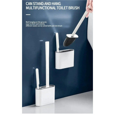 2 piece Wall Mounted Silicone Toilet Cleaning Brush