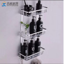 Bathroom Square Shelves Silver Aluminum Shower Basket Shampoo 3 Layer Holder Wall Hanger Storage Rack Organizer