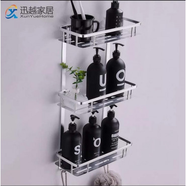 Bathroom Square Shelves Silver Aluminum Shower Basket Shampoo 3 Layer Holder Wall Hanger Storage Rack Organizer