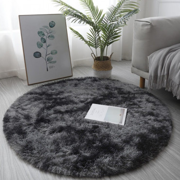 Round Carpet Floor Mats-Black