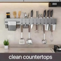 Multifunctional Stainless Steel Wall Mounted Storage Rack, Integrated Perforated Home Kitchen Storage Rack