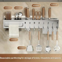 Multifunctional Stainless Steel Wall Mounted Storage Rack, Integrated Perforated Home Kitchen Storage Rack