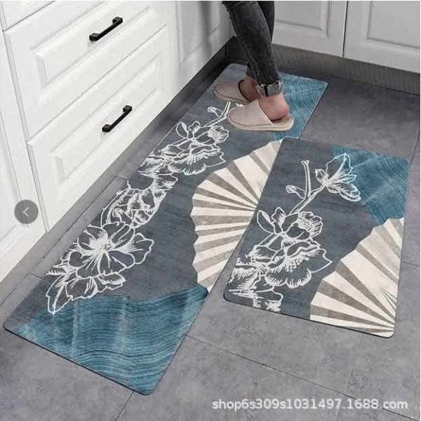 Anti-slip 3D Printed Geometric Kitchen Mat Set
