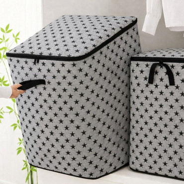 Star Printed Huge Capacity Printed Quilt Storage Bag( 2 Pcs)