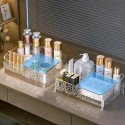 Glacier-print Desktop Makeup Organizer With Legs Clear Lipstick Split Vanity Storage Organizer Makeup Organizer Box