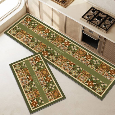 Anti-slip 3D Printed Geometric Kitchen Mat Set