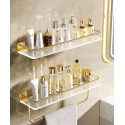 Acrylic wall mounted bathroom self with towel rack 