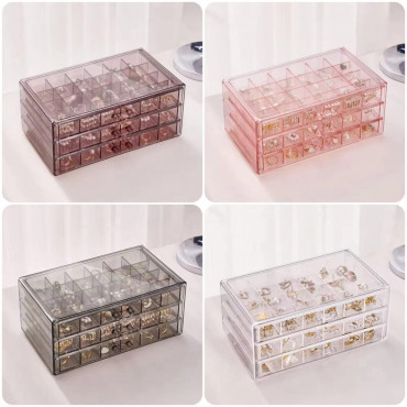 3 Layer 72 Grids Desktop Jewelry Organizer