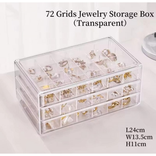 3 Layer 72 Grids Desktop Jewelry Organizer
