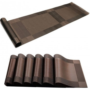 6 Pieces washable Table Mats And 1 Piece Runner for Dining Table