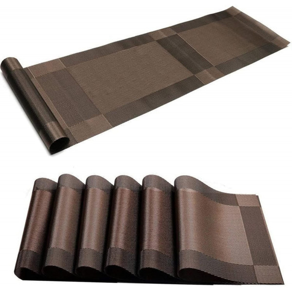 6 Pieces washable Table Mats And 1 Piece Runner for Dining Table