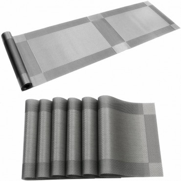 6 Pieces washable Table Mats And 1 Piece Runner for Dining Table