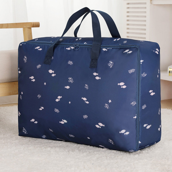 Navy Fish Print Premium Quality Printed Quilt/Blanket Storage Bag