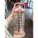 2 Liters Straw Plastic Water Bottle Large Portable Travel Bottle Sports Fitness Cup High Value Big Fat Cup Adult Universal
