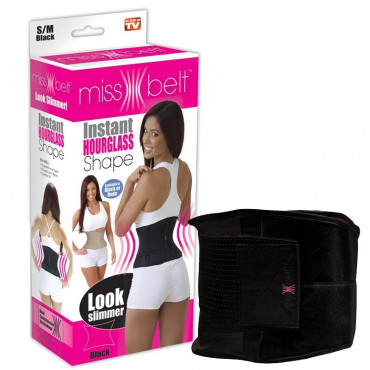 Miss Belt Instant Waist Adjustable Hourglass Body Slimming Shaper - Black