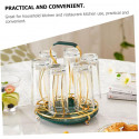 Glass Cup Mug Rack Holder Drying Hanger for Kitchen- gold Colour With Water Tray Glass Holder