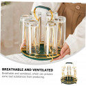 Glass Cup Mug Rack Holder Drying Hanger for Kitchen- gold Colour With Water Tray Glass Holder