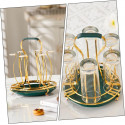 Glass Cup Mug Rack Holder Drying Hanger for Kitchen- gold Colour With Water Tray Glass Holder