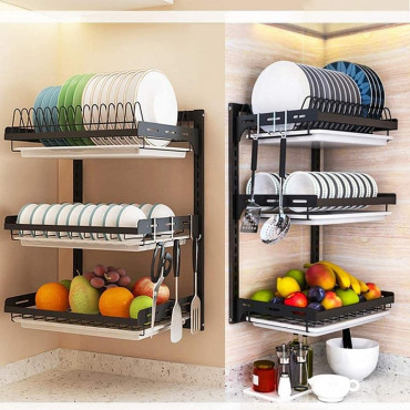 3 Layer Wall Fitting Kitchen Dish Rack