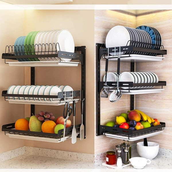 3 Layer Wall Fitting Kitchen Dish Rack