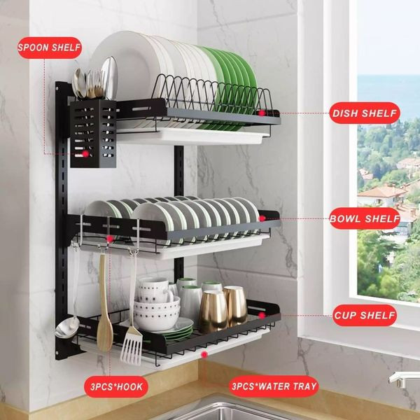 3 Layer Wall Fitting Kitchen Dish Rack