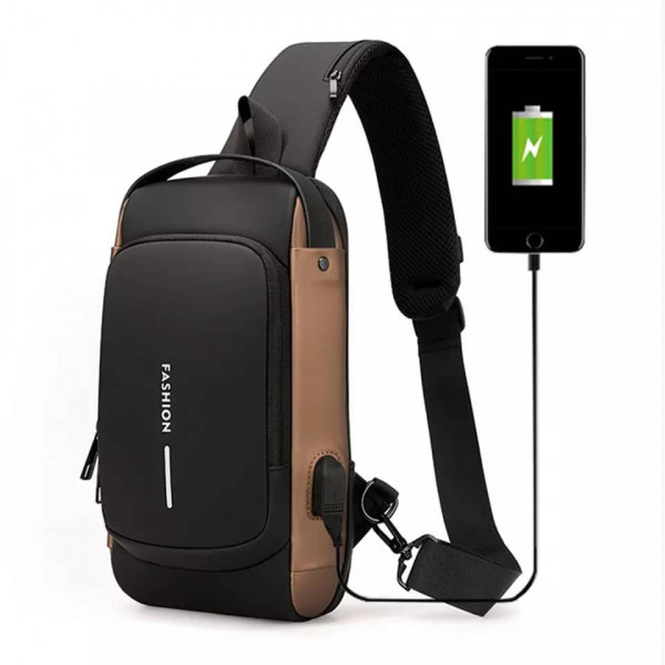 USB charging sport sling Anti-theft shoulder bag 
