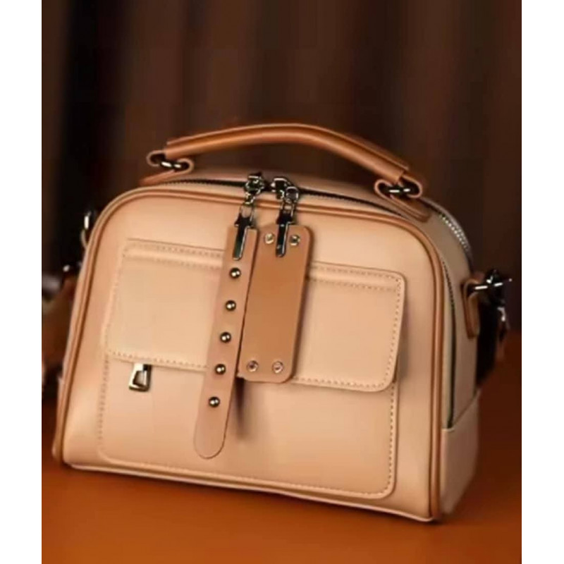 Genuine Soft Leather Handbag (মিষ্টি ব্রাউন কালার)