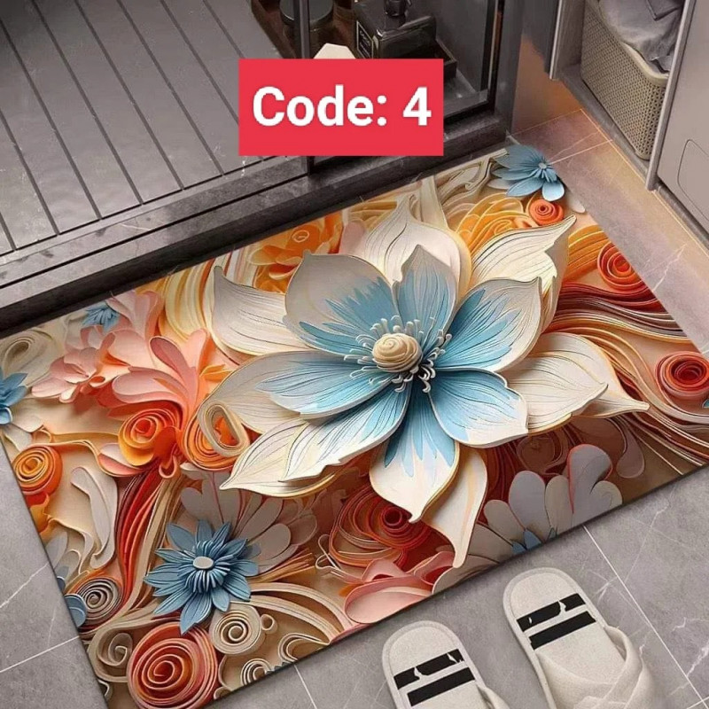 Premium 3D Print Floor Mat- Code: 4 ( সাইড দিয়ে বর্ডার সেলাই করা )