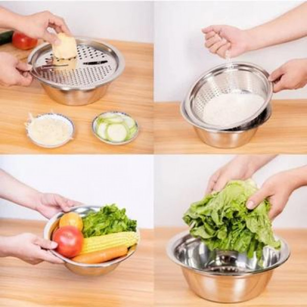 Vegetable Cutter With Drain Basket 3 In 1