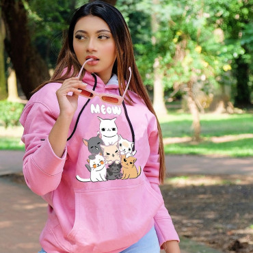 Unique Stylish Hoodie for Girl Seven Cat 
