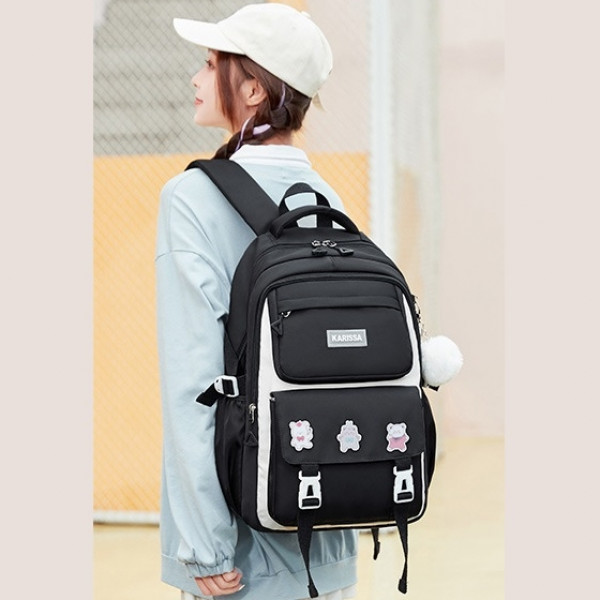 School Bag for Girls and Boys Waterproof (Black)