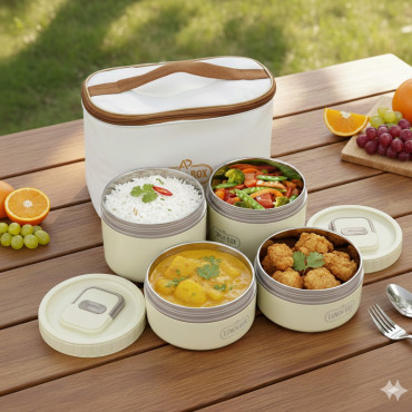  4 Layer Lunch Box Set (4 Pcs + Free Carry Bag) 4 Layer Lunch Box Set (4 Pcs + Free Carry Bag)