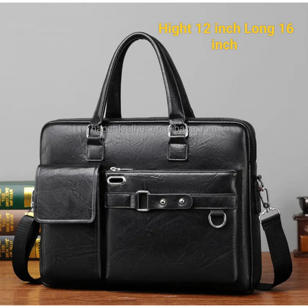 High capacity Men's Shoulder Bag (১২"/১৬") কালো কালার।